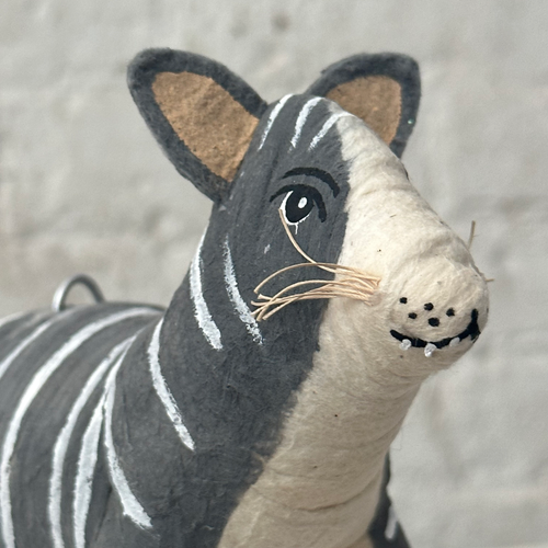 Large Cotton Striped Cat Ornament