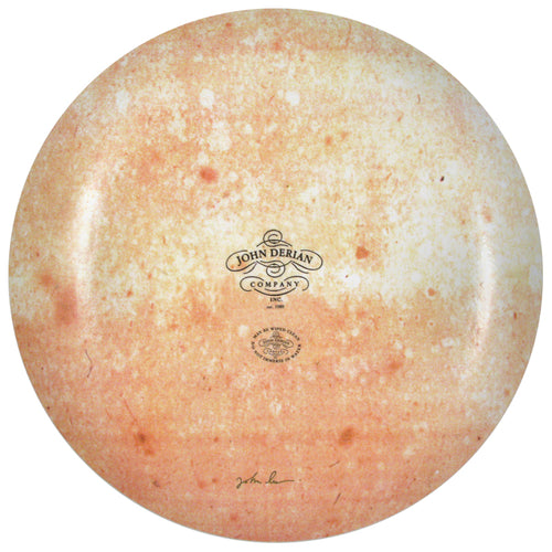 The back of an 16-inch round plate  featuring the signature John Derian Company sticker and signed by John Derian. 