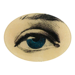 A five inch by seven inch horizontal sketch of a blue eye facing right.