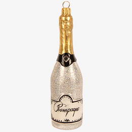 Silver Glitter Champagne Bottle Ornament