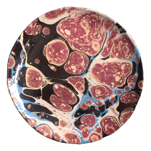 Black Blue & Red Marble Dessert Plate