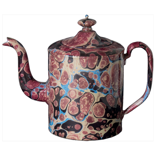 Black Blue & Red Marble Teapot- Large