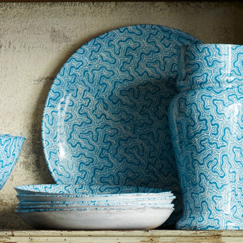 Blue Coral Soup Plate