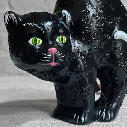 Black Arched Glitter Cat