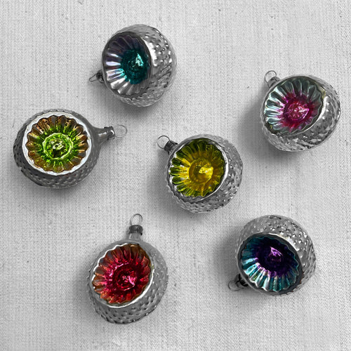 Set of 6 Colorful Small Reflector Ornaments