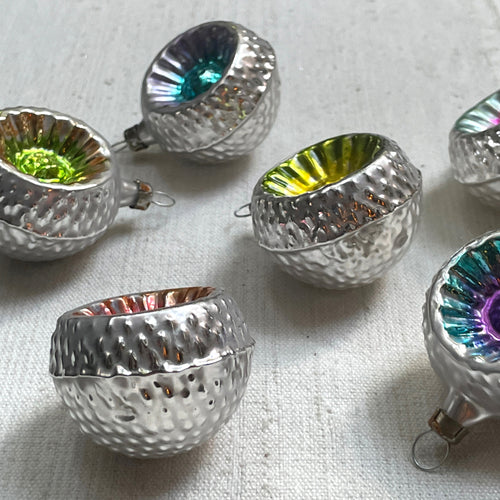 Set of 6 Colorful Small Reflector Ornaments