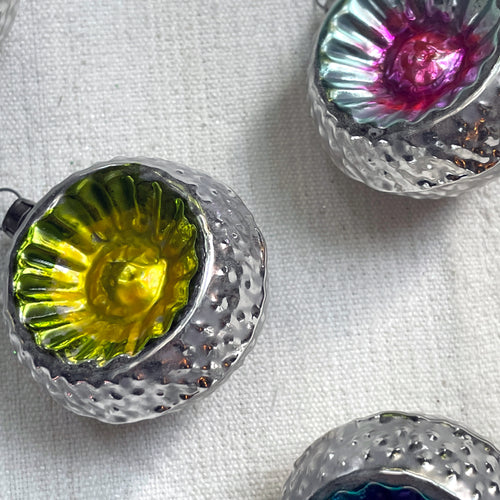Set of 6 Colorful Small Reflector Ornaments