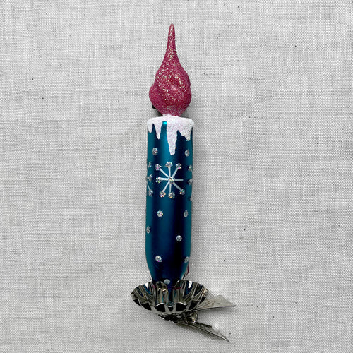 Blue & Pink Candle Clip-On Ornament