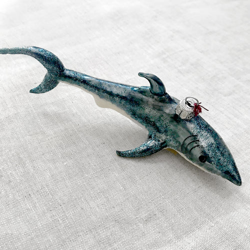 White & Blue Shark Ornament
