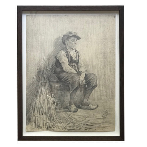 Evert Rabbers Framed Portrait Drawing