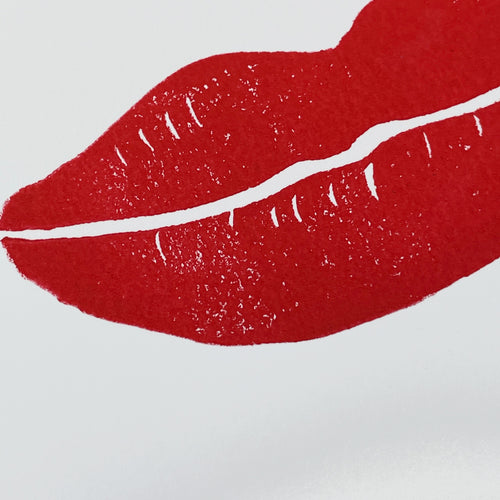 Block Printed Large Lips Folded Card