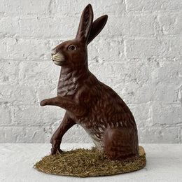 Papier Mâché Dark Brown Sitting Bunny on table