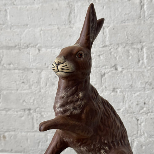 Papier Mâché Dark Brown Sitting Bunny on table