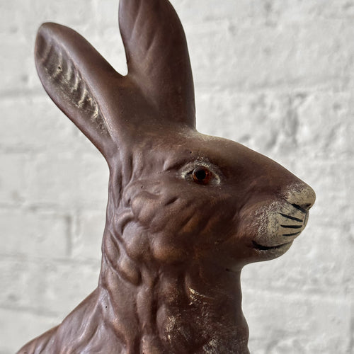 Papier Mâché Dark Brown Sitting Bunny on Grass