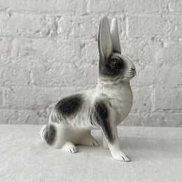 Papier Mâché White & Black Beaded Bunny