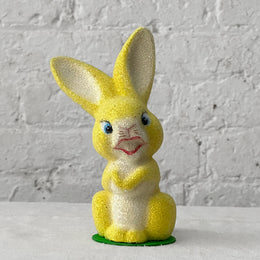 Papier-Mâché Beaded Yellow Bunny figure on table