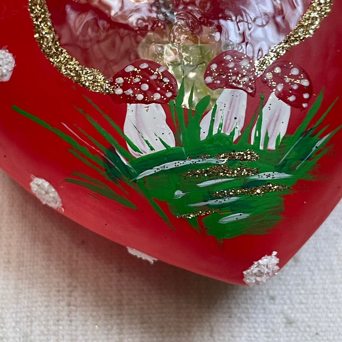 Nostalgic Large Red Heart with Angel Inside Ornament
