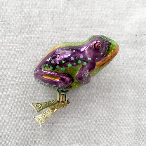 Purple & Green Frog Clip-On Ornament