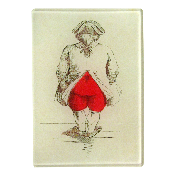 An illustration of the back of a person with only their trousers colored in red representing an upside down heart. 